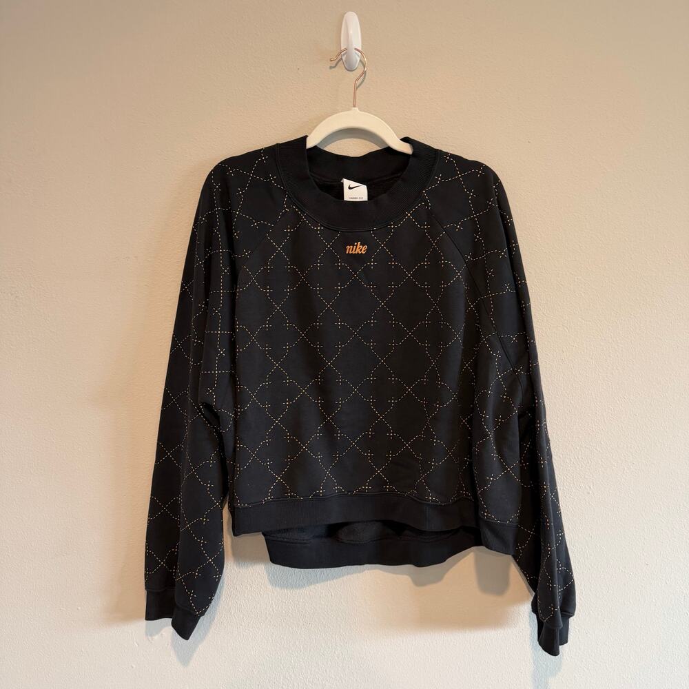 Nike Women’s Cropped Crew Sweatshirt black geometric